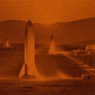 Mars Arrival Station Environment, Spaceships standing on Mars